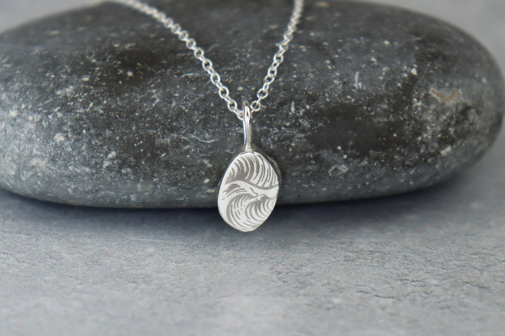 Welsh Sea Glass Silver Necklace With Engraved Back