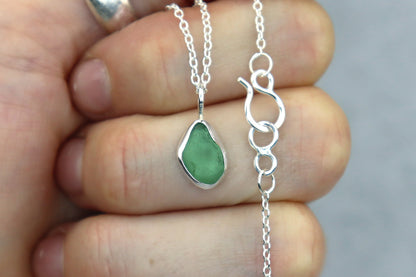 Welsh Sea Glass Silver Necklace With Engraved Back