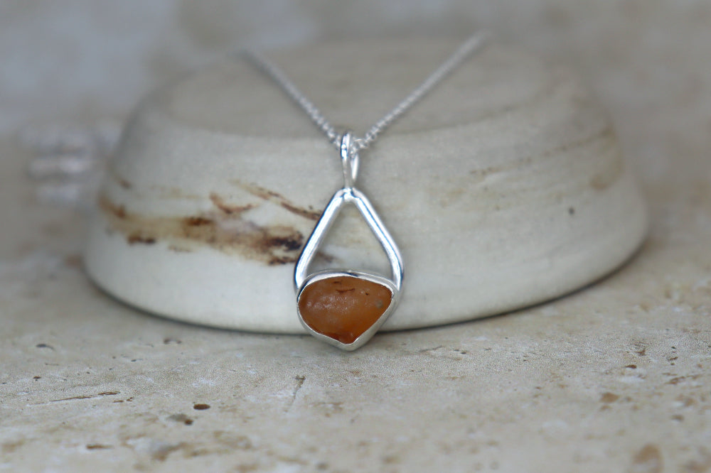 Welsh Teardrop Sea Glass Silver Necklace