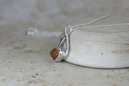 Welsh Teardrop Sea Glass Silver Necklace