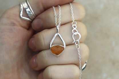 Welsh Teardrop Sea Glass Silver Necklace