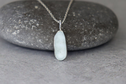 Welsh Sea Glass Silver Necklace With Engraved Back