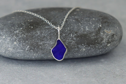 Welsh Sea Glass Silver Necklace With Engraved Back
