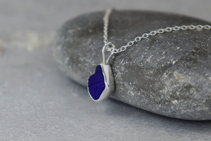 Welsh Sea Glass Silver Necklace With Engraved Back