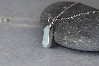 Welsh Sea Glass Silver Necklace With Engraved Back