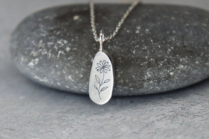 Welsh Sea Glass Silver Necklace With Engraved Back