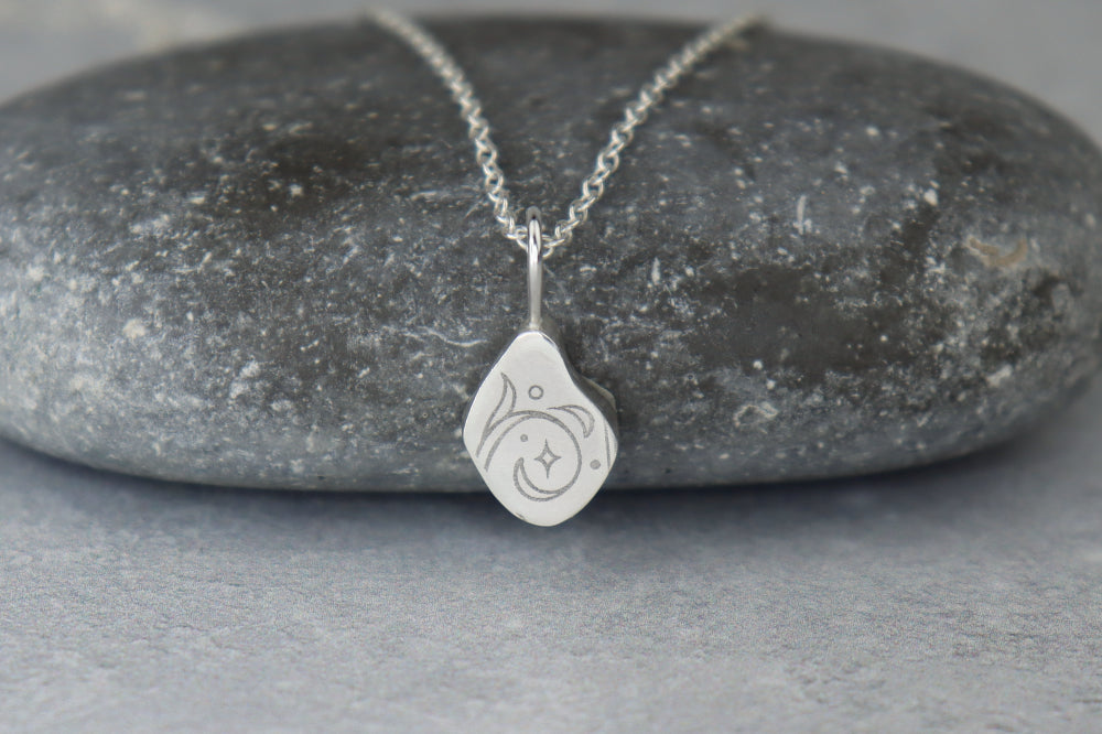 Welsh Sea Glass Silver Necklace With Engraved Back