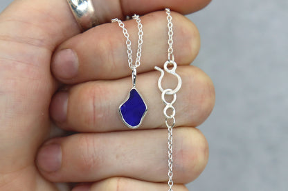 Welsh Sea Glass Silver Necklace With Engraved Back