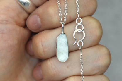 Welsh Sea Glass Silver Necklace With Engraved Back