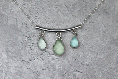 Welsh Sea Glass Silver Bar Necklace