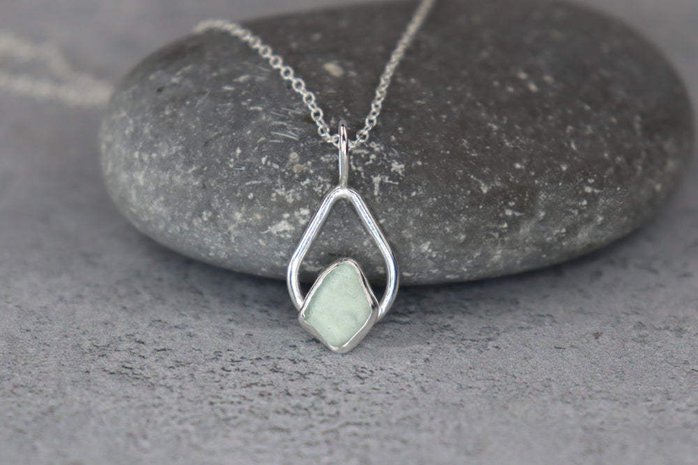 Welsh Sea Glass Teardrop Necklace