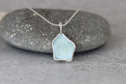 Welsh Sea Glass Silver Necklace With Engraved Back
