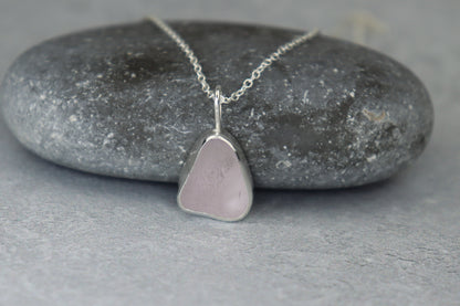 Welsh Sea Glass Silver Necklace With Engraved Back