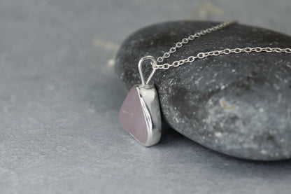 Welsh Sea Glass Silver Necklace With Engraved Back