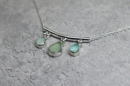 Welsh Sea Glass Silver Bar Necklace