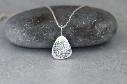 Welsh Sea Glass Silver Necklace With Engraved Back