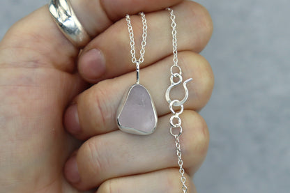Welsh Sea Glass Silver Necklace With Engraved Back