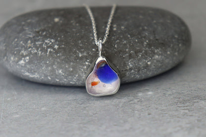Welsh Sea Glass Silver Necklace With Engraved Back