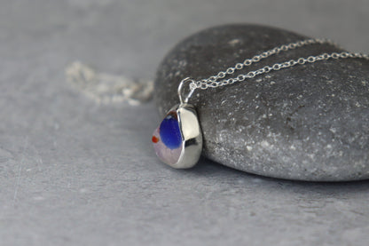 Welsh Sea Glass Silver Necklace With Engraved Back