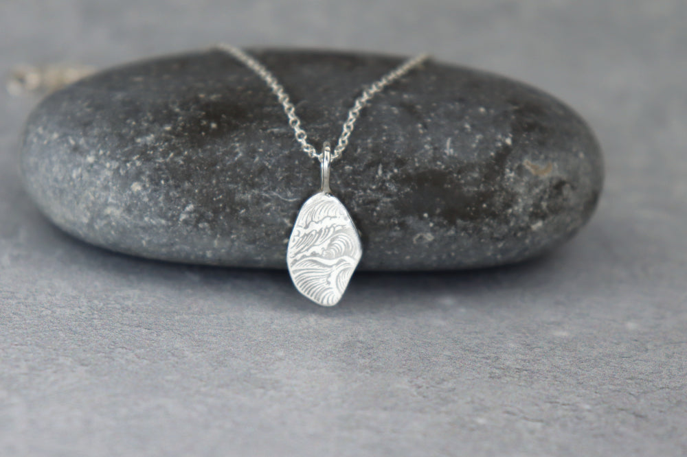 Welsh Sea Glass Silver Necklace With Engraved Back
