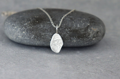 Welsh Sea Glass Silver Necklace With Engraved Back