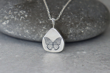 Welsh Sea Glass Silver Necklace With Engraved Back