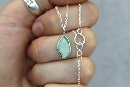 Welsh Sea Glass Silver Necklace With Engraved Back