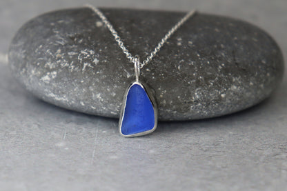Welsh Sea Glass Silver Necklace With Engraved Back