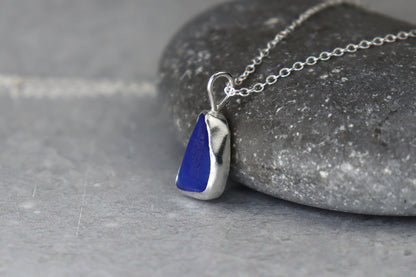Welsh Sea Glass Silver Necklace With Engraved Back