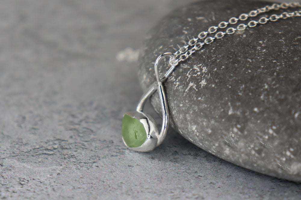Welsh Sea Glass Teardrop Necklace