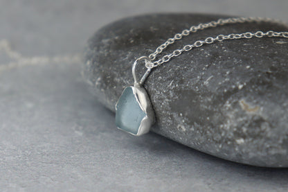 Welsh Sea Glass Silver Necklace With Engraved Back