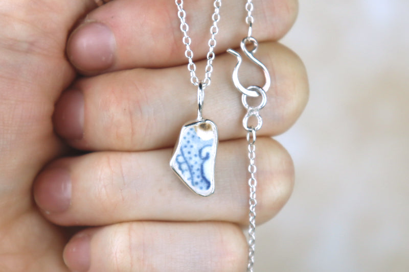 Welsh Sea Pottery Silver Necklace