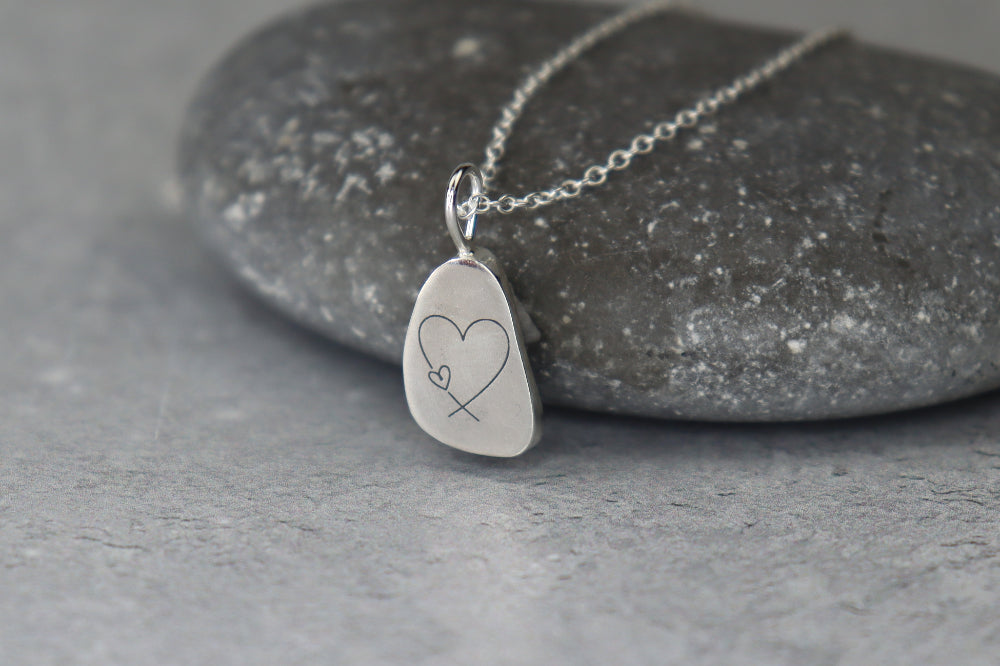 Welsh Sea Glass Silver Necklace With Engraved Back