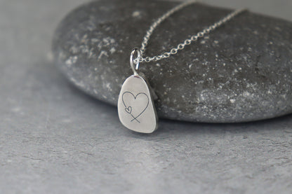 Welsh Sea Glass Silver Necklace With Engraved Back