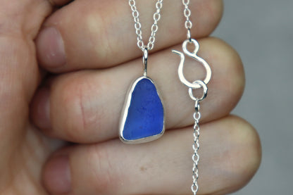 Welsh Sea Glass Silver Necklace With Engraved Back