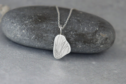 Welsh Sea Glass Silver Necklace With Engraved Back