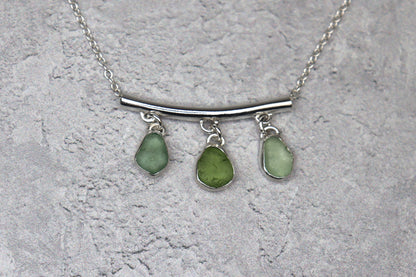 Welsh Sea Glass Silver Bar Necklace