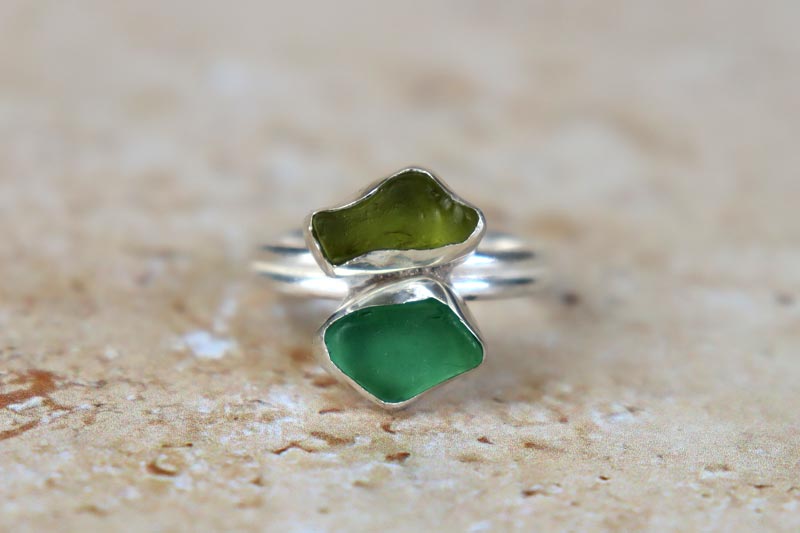 UK Size R Welsh Sea Glass Ring