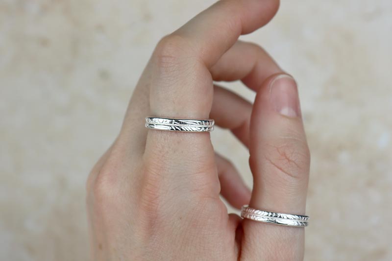 Texture Double Band Sterling Silver Ring