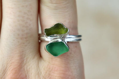 UK Size R Welsh Sea Glass Ring