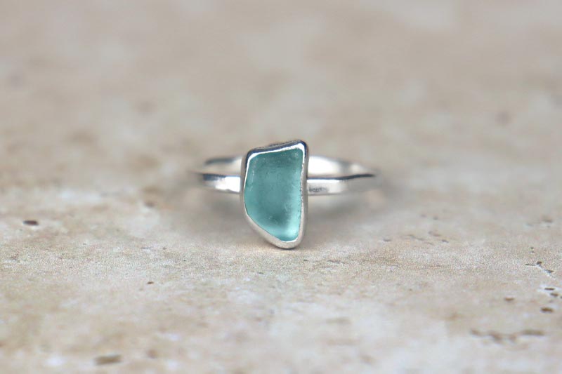 UK Size R Welsh Sea Glass Ring