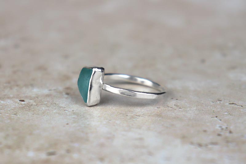 UK Size R Welsh Sea Glass Ring