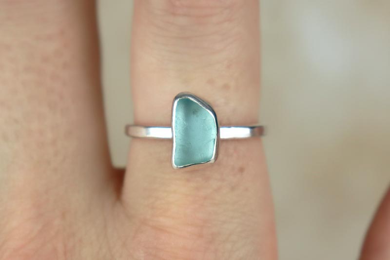 UK Size R Welsh Sea Glass Ring