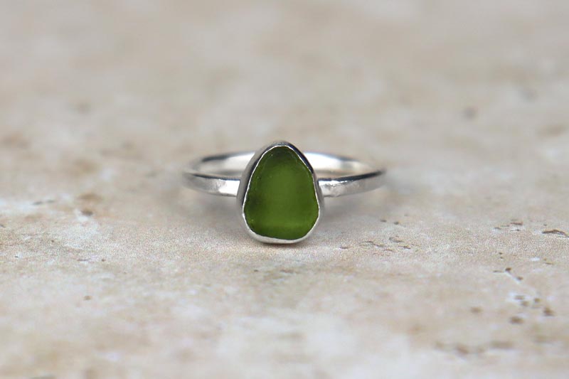 UK Size P Welsh Sea Glass Ring