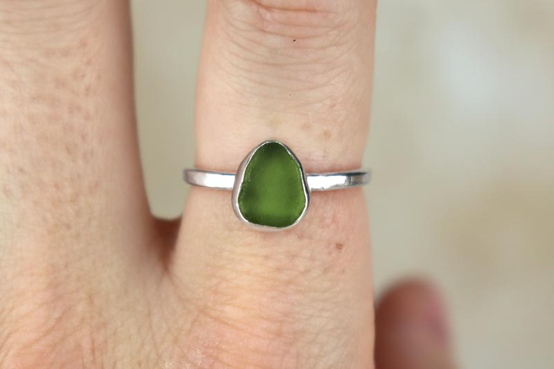 UK Size P Welsh Sea Glass Ring