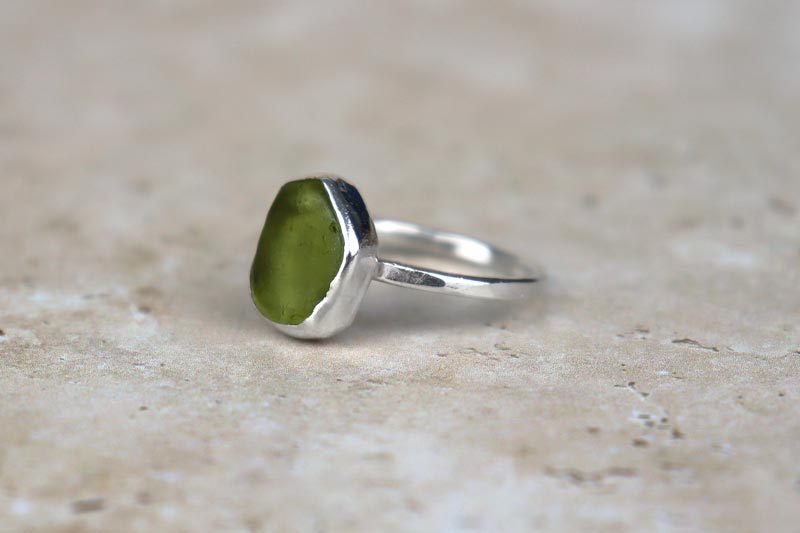 UK Size V Welsh Sea Glass Ring