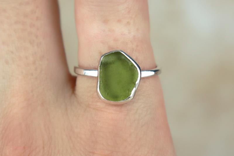 UK Size V Welsh Sea Glass Ring