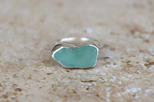 UK Size P Welsh Sea Glass Ring