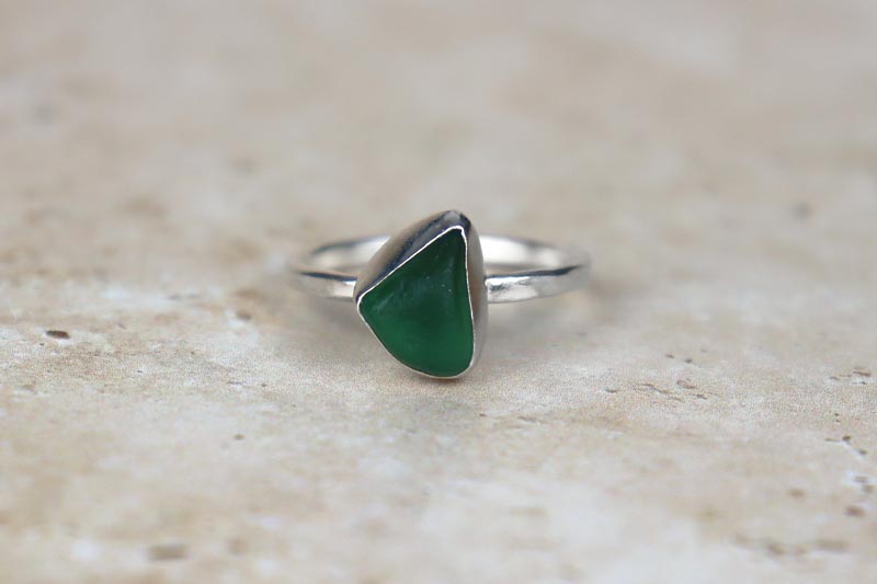 UK Size R Welsh Sea Glass Ring