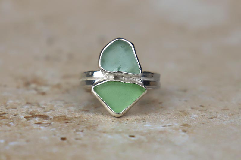 UK Size R Welsh Sea Glass Ring